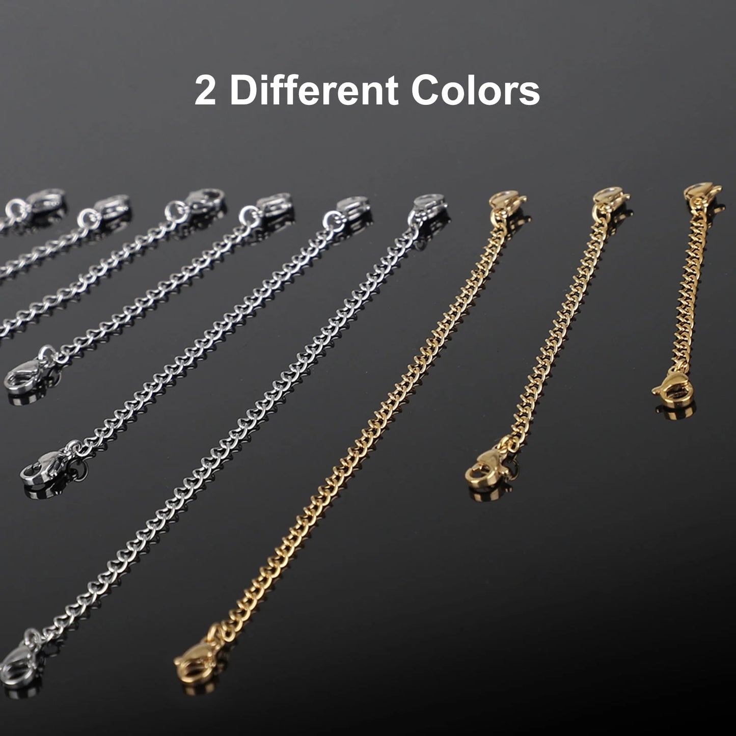 24/12Pcs Necklace Extenders, Stainless Steel Necklace Bracelet Extender Chain Set, Anklet Extension Chains with Double Lobster Clasps and Closures for Jewelry Making, Fine Chain (Silver and Golden)