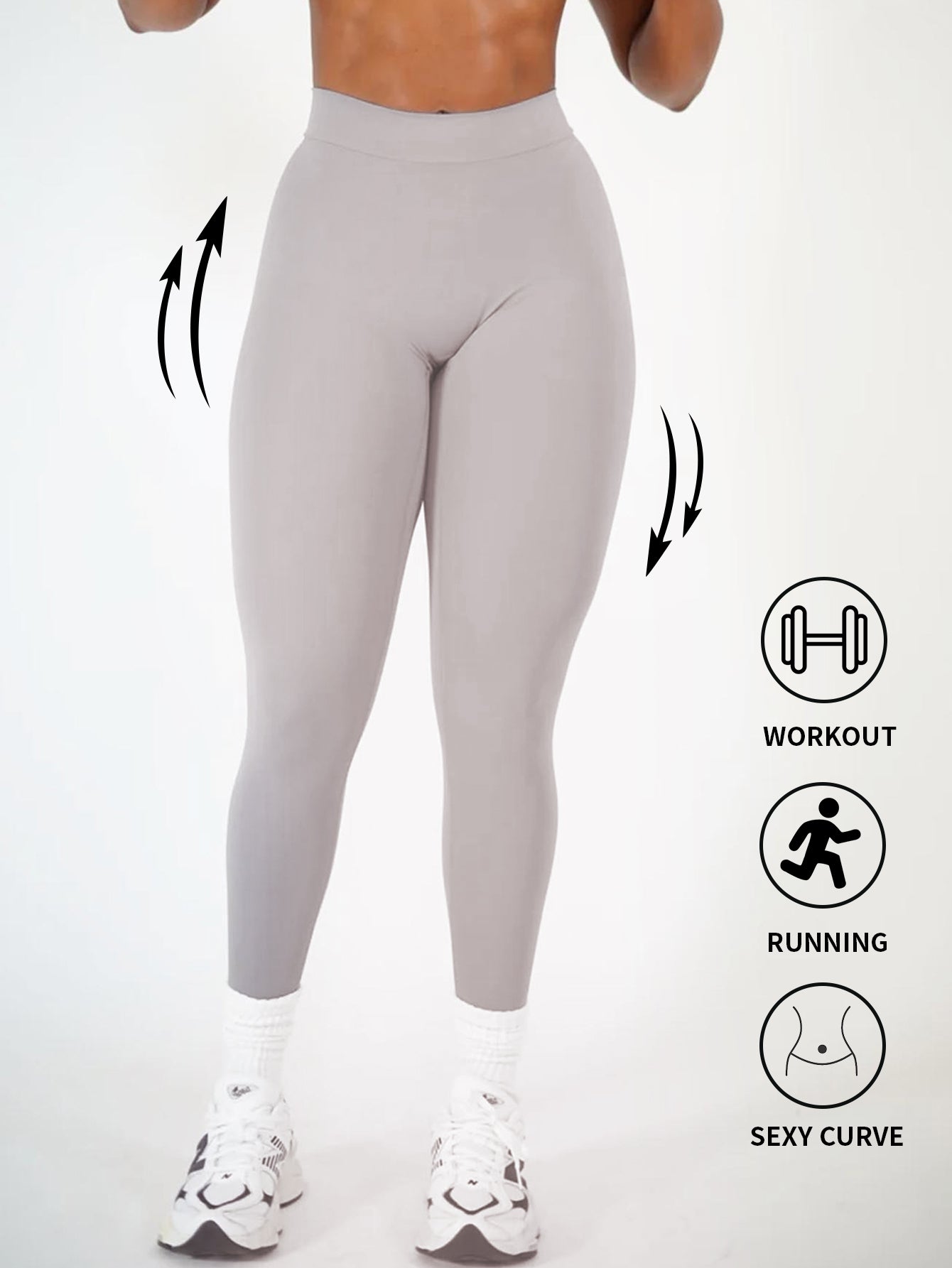 High Waist Yoga Pants for Women, Seamless, Scrunch Butt, Elastic, Ultra-Soft Comfort Fit, Solid Color Sports Leggings