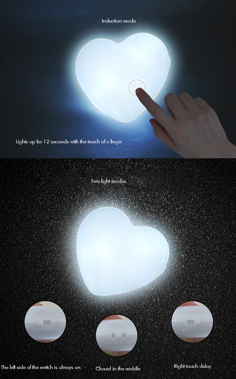 LED Handbag Light Bag Lamp Heart round Shaped Touch Sensor Purse Light with Keychain Gifts for Women, Mother, Friends