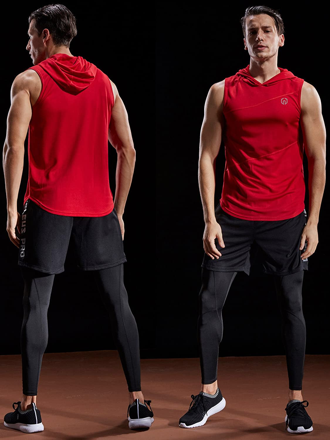 Dry Fit Workout Athletic Muscle Tank Top Running Shirts with Hoods